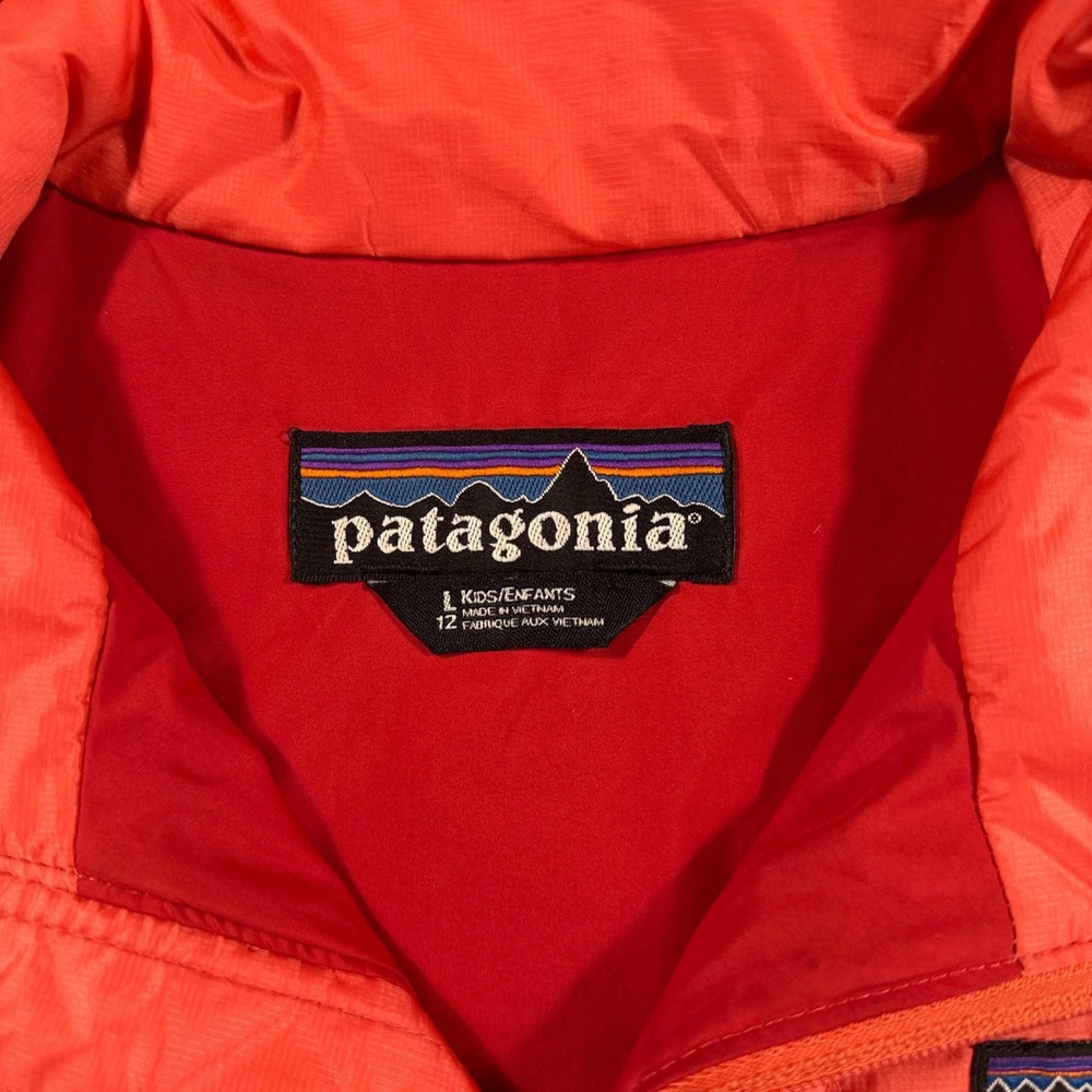 Patagonia Jacket Kids Youth Large 12 Orange Quilted Full Zip Outdoor School - Picture 4 of 10